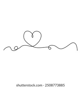 Kontinuierliche einzeilige Zeichnung Herz Valentinstag Liebe Vektorgrafik