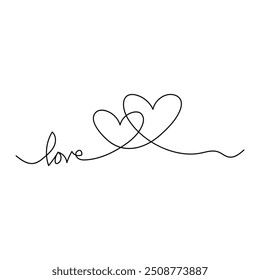 Continuous single line drawing heart valentine's day love vector illustration