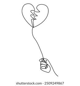 Continuous single line drawing heart valentine's day love vector illustration