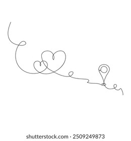 Continuo de una sola línea de dibujo corazón de San Valentín del día de amor Ilustración vectorial