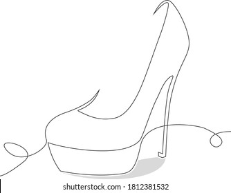 Continuous single line drawing of high heel for woman fashion isolated on white background vector illustration