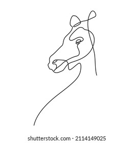 Continuous single line drawing horse logo black and white vector illustration.Ideas for logos, cards, banners, posters, flyers.