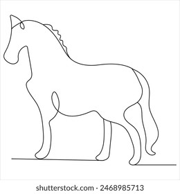 Continuous single line drawing of a horse animal concept single line draw design vector illustration