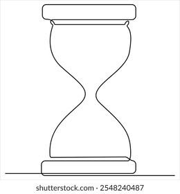 Continuous single line drawing of hourglass with flow sand Retro timer as time passing concept vector illustration