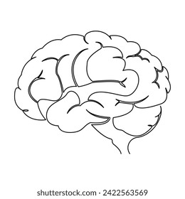 Continuous single line drawing of Human brain Vector illustration on a white background