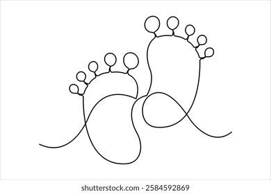 Continuous single line drawing of human footprint. Human footprint one line icon, Vector illustration