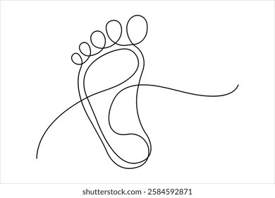 Continuous single line drawing of human footprint. Human footprint one line icon, Vector illustration