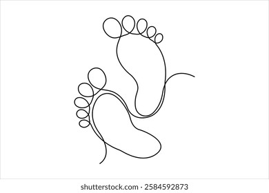 Continuous single line drawing of human footprint. Human footprint one line icon, Vector illustration