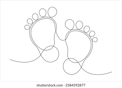 Continuous single line drawing of human footprint. Human footprint one line icon, Vector illustration