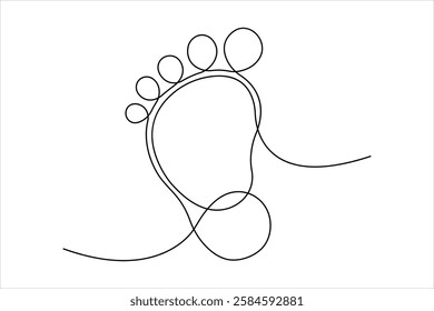 Continuous single line drawing of human footprint. Human footprint one line icon, Vector illustration