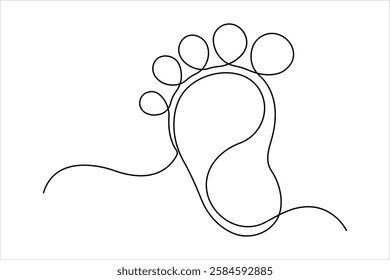 Continuous single line drawing of human footprint. Human footprint one line icon, Vector illustration