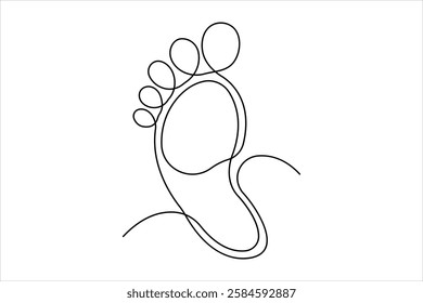 Continuous single line drawing of human footprint. Human footprint one line icon, Vector illustration