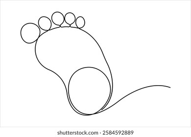 Continuous single line drawing of human footprint. Human footprint one line icon, Vector illustration