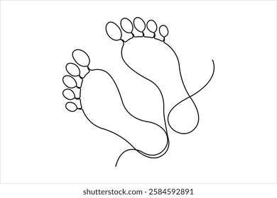 Continuous single line drawing of human footprint. Human footprint one line icon, Vector illustration