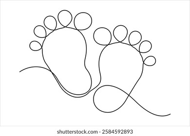 Continuous single line drawing of human footprint. Human footprint one line icon, Vector illustration