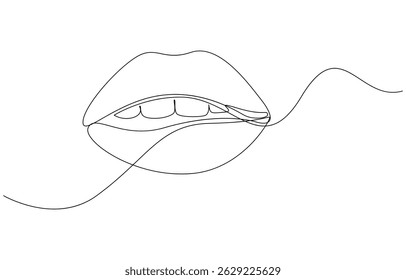 Continuous single line drawing human Lips
