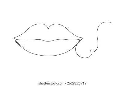 Continuous single line drawing human Lips