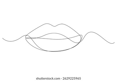 Continuous single line drawing human Lips