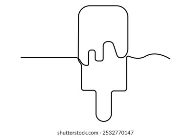 Continuous single line drawing of ice creme line art illustration