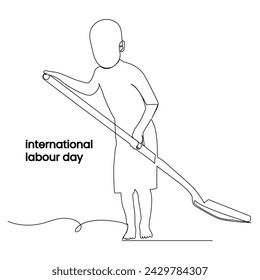 Continuous single line drawing labor day concept one  line draw design vector art illustration