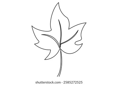 Continuous single Line Drawing Of a Leaf Editable Stroke outline vector illustration
