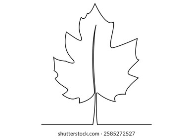 Continuous single Line Drawing Of a Leaf Editable Stroke outline vector illustration
