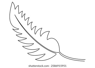 Continuous single Line Drawing Of a Leaf Editable Stroke outline vector illustration
