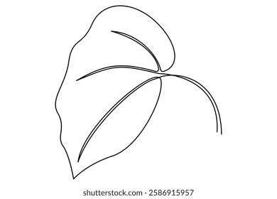 Continuous single Line Drawing Of a Leaf Editable Stroke outline vector illustration
