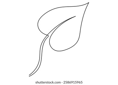 Continuous single Line Drawing Of a Leaf Editable Stroke outline vector illustration
