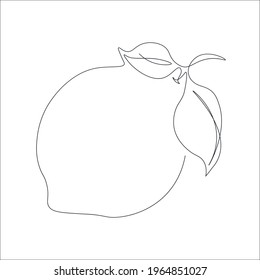 Dibujo continuo de una sola línea de un limón. Dibujar un fruto entero con una sola línea. Resumen de estilo minimalista. Cítricos de línea continua. Ilustración vectorial sobre fondo blanco aislado.