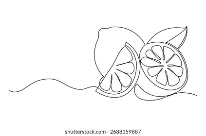 Desenho contínuo de linha única de limão limão limão fresco verão fruta esboço editável traço vetor ilustração	