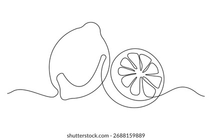 Desenho contínuo de linha única de limão limão limão fresco verão fruta esboço editável traço vetor ilustração	