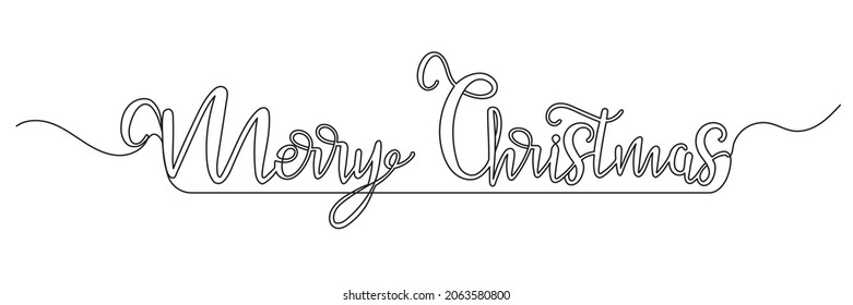 Kontinuierliche Einzelzeichnung von frohen Weihnachten. Fröhliche Weihnachten einzeln auf weißem Hintergrund. Vektorgrafik