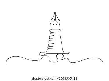 Continuous single line drawing of lighthouse. Isolated on white background. Vector illustration