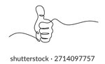 Continuous single line drawing of like icon. Thumb up one line drawing. Thumb up icon. Vector illustration, Hand showing like and great sign in simple linear style. Top icon