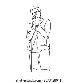 Continuous single line drawing of a male singer sing a song a. Vector illustration of musician artist performance concept 