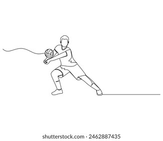 Continuous single line drawing of male volleyball athlete passing while holding his hands together. sport training concept. volleyball competition design vector illustration