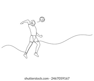 Continuous single line drawing of male volleyball player hits the volleyball hard. volleyball tournament event . Design illustration