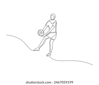 Continuous single line drawing of male volleyball athlete hitting the ball with both hands. volleyball tournament event . Design illustration