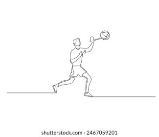 Continuous single line drawing of male volleyball athlete passing the ball. volleyball tournament event . Design illustration