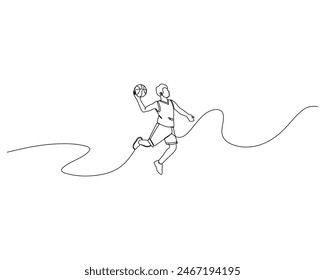 Continuous single line drawing of male basketball player jumps high to score. basketball tournament event . Design illustration