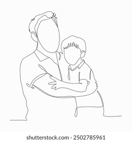 continuous single line drawing of Man Holding Baby. Father's Day Concept.
