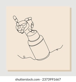 Continuous single line drawing of medicine pill or capsule bottle. Vector illustration one line sketch hand drawn of container medical drug pharmacy care
