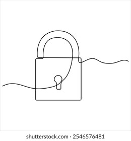 Desenho de linha única contínua de metal padlock padlock sinal de segurança símbolo esboço ilustração