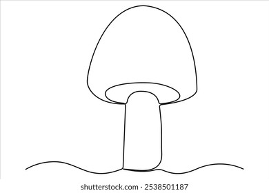Continuous single line of drawing of mushroom edible Fresh raw vegetable concept outline vector illustration
