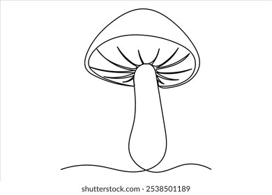 Línea única continua de dibujo de hongo comestible Concepto de verdura cruda fresca Ilustración vectorial de contorno

