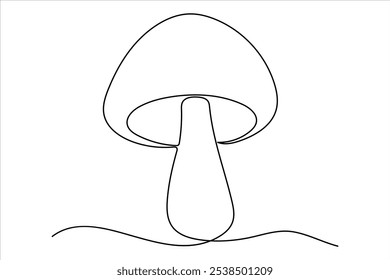 Continuous single line of drawing of mushroom edible Fresh raw vegetable concept outline vector illustration
