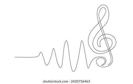 continuous single line drawing of music notes template