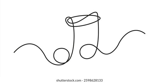 continuous single line drawing of music notes and treble clef, abstract sheet music line art vector stock 10 eps.