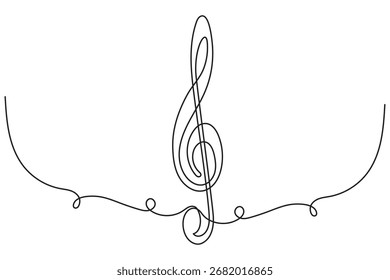 Kontinuierliche einzeilige Zeichnung des Musikzeichens. Minimalistisches Logo und Symbol für Sound- und Musikkonzept.
